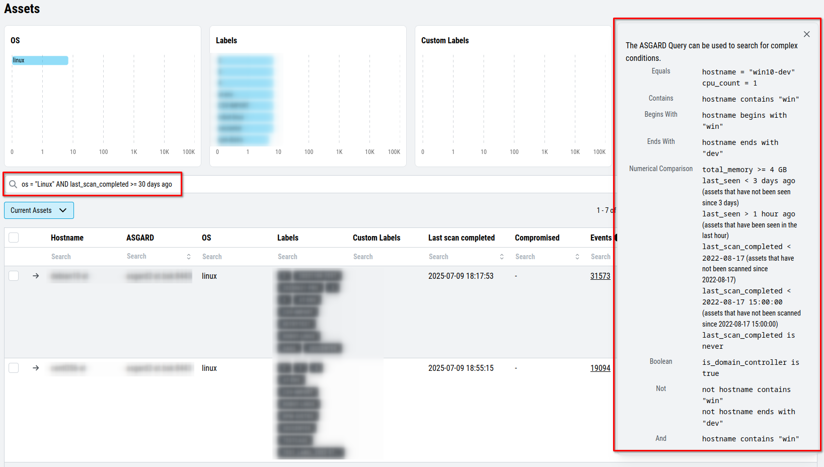 Filtering within the Assets View