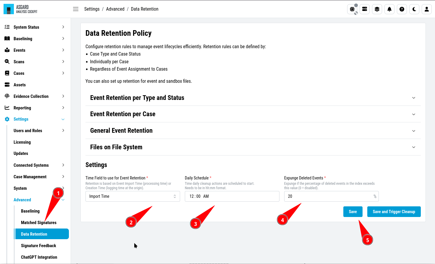 Data Retention - Settings