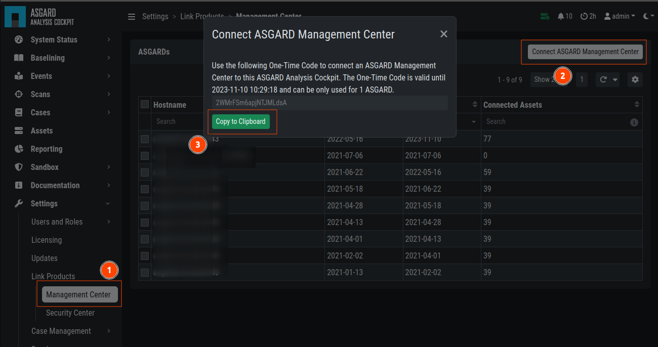 Link ASGARD Management Center